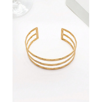 1 Pièce Bracelet D'avant-bras Ondulé En Trois Couches De Couleur Dorée, Bande De Bras De Manchette De Serpent À Lignes Métalliques Simples Et Texturées, Chaîne De Corps De Style Unisexe Pour Cosplay De Fête D'été, Cadeau D'amoureux - 29142619