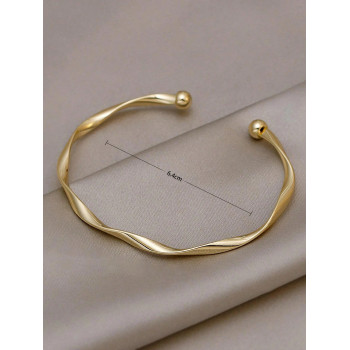 1 pièce Bracelet jonc métallique à design de nœud torsadé minimaliste, bracelet tressé réglable en taille, accessoire polyvalent pour femmes - 40682809