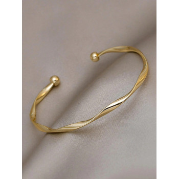 1 pièce Bracelet jonc métallique à design de nœud torsadé minimaliste, bracelet tressé réglable en taille, accessoire polyvalent pour femmes - 40682809