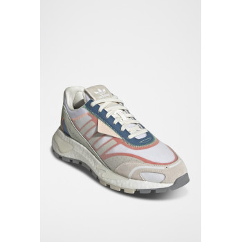 Chaussures de running en cuir Retropy P9 - Blanc et bleu clair - 02 - 32665317