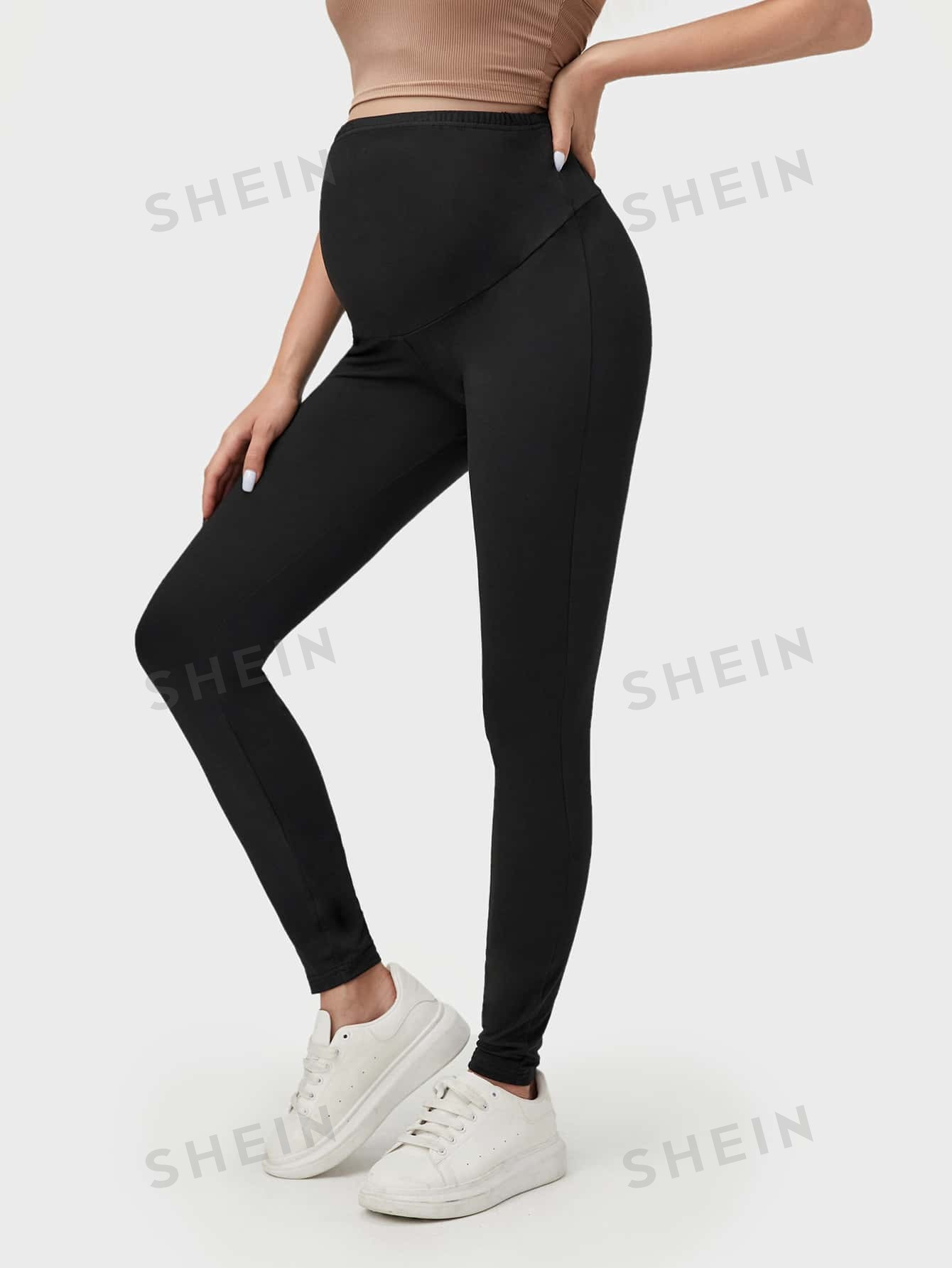 SHEIN BASICS Legging de grossesse taille haute unicolore - 10249399