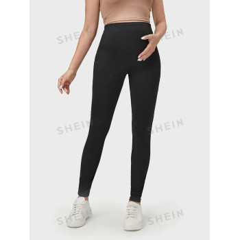 SHEIN BASICS Legging de grossesse taille haute unicolore - 10249399