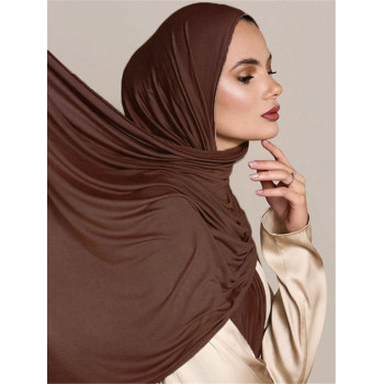 1 pièce nouvelle grande taille Écharpe pour femmes en jersey, douce, décontractée et de couleur unie en Hijab - 33952759