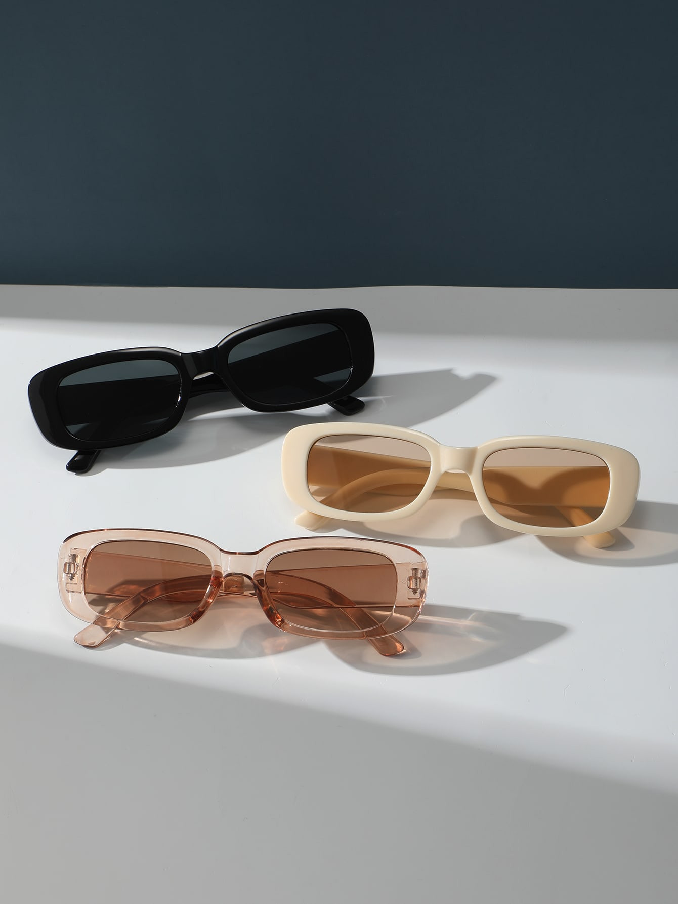 3 paires Lunettes de soleil à monture carrée pour les vacances d'été, lunettes de soleil de plage - 13248988