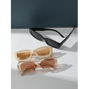 3 paires Lunettes de soleil à monture carrée pour les vacances d'été, lunettes de soleil de plage - 13248988