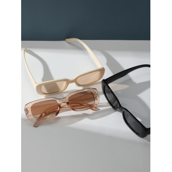 3 paires Lunettes de soleil à monture carrée pour les vacances d'été, lunettes de soleil de plage - 13248988