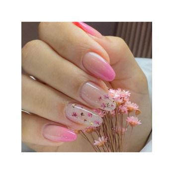 24 pièces de fausses ongles florales mignonnes en forme d'amande, art des ongles floral dégradé rose, style romantique de printemps pour fille, faux o otidien par les femmes et les filles - 32685826