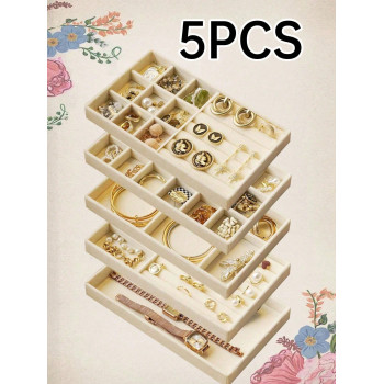 5 pièces/set Organisateur de plateau de bijoux, plateaux de rangement empilables pour boucles d'oreilles, colliers, bagues, bracelets, pendentifs, per tion de festival - 39216128