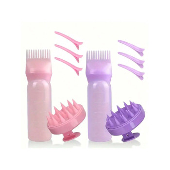 Ensemble de 5 pièces Brosse de massage du cuir chevelu, bouteille d'applicateur de couleur de cheveux avec peigne, clips de coiffure, convient à tous types de cheveux Brosse à cheveux - 31341799