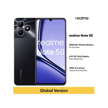 Realme Téléphone portable déverrouillé Realme Note 50 3 Go + 64 Go/4 Go + 128 Go Version mondiale, 4G LTE, Smartphone Android 13, Écran HD 6,74" 90 Hz, Batterie 5000 mAh, Appareil photo 13 M, Noir, Bleu - 40780852