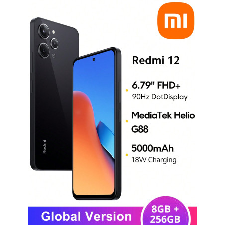 Xiaomi Mi Redmi 12 8 Go+256 Go Version mondiale 6,79" Affichage Dot 90 Hz FHD+ Processeur MTK Helio G88 Caméra triple AI 50 MP Batterie 5000 mAh - 38505348