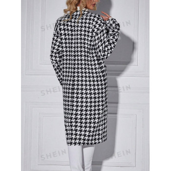 SHEIN Clasi Manteau À Pied-De-Poule À Bouton - 25097840