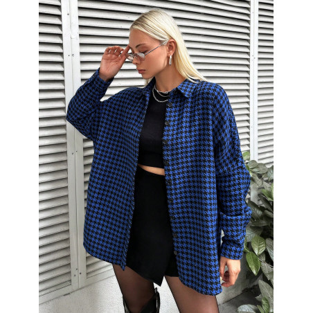 SHEIN Cottnline Manteau À Carreaux Épaule tombante À Bouton - 22349058