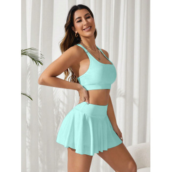 Ensemble de soutien-gorge de sport très extensible et jupe de tennis pour le port quotidien - 37460565