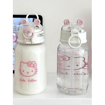 1 pièce Tasse à paille transparente avec motif Hello chat, tasse à eau kawaii style anime (certaines parties peuvent être aléatoires) - 39426724