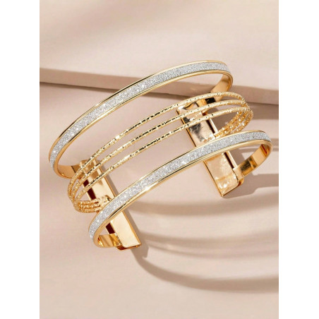 1 pièce Bracelet à la mode en matière brillante et ouverte de style européen et américain, convient pour mariage, fête, port quotidien, meilleurs amis - 35687447