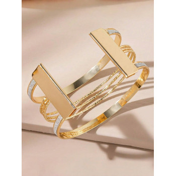 1 pièce Bracelet à la mode en matière brillante et ouverte de style européen et américain, convient pour mariage, fête, port quotidien, meilleurs amis - 35687447