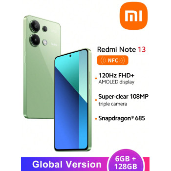 Xiaomi Smartphone Mi Redmi Note 13 4G 6 Go+128 Go, version mondiale, fonction NFC, processeur Snapdragon 685 octa-core, triple caméra 108 Mpx, écran AMOLED 6,67" 120 Hz, charge 33 W, batterie 5 000 mAh - 38505323