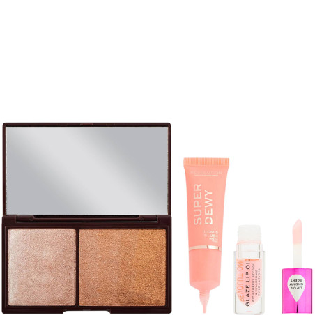 Palette de bronzer & highlighter, blush liquide & huile à lèvres - Fake The Flush & Glam Pink - 03 - 32789371