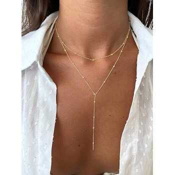 1pc Le Collier De Clavicule À Perles À Franges Présente Une Encolure À Plusieurs Couches Et Longue Avec Un Style Minimaliste Et Géométrique - 31094612