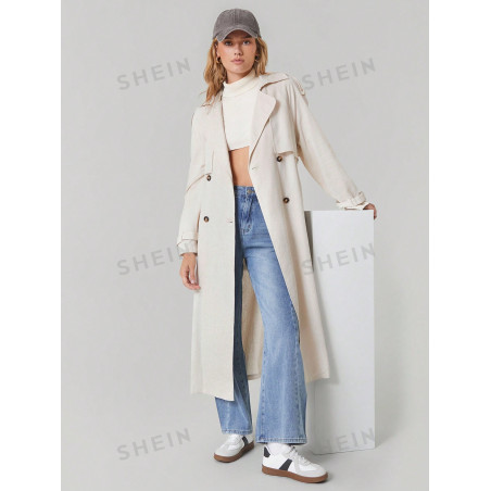 SHEIN EZwear Manteau de trench abricot pour femme, pardessus pour les affaires et les trajets quotidiens - 38051827