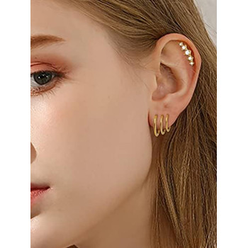 9 Clous D'oreilles Boucle D'oreille Ensemble Pour multiple Perçant , Femme Zircone Cubique En Acier Inoxydable Boucles D'oreilles Pour Femme - 17879765