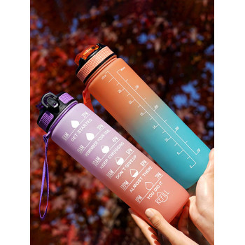 1 pièce Nouvelle grande bouteille d'eau de sport d'été avec une capacité de 1000 ml, en plastique, anti-chute, tasse d'espace portable pour l'extérieur, bouteille d'eau de fitness pour étudiant - 35506534