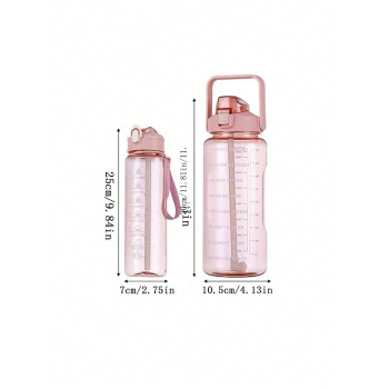 1 Pièce Grande Bouteille D'eau En Pc De 750 Ml / 2 L, Bouteille Portable À Paille Pour Les Sports Et La Condition Physique, Convient À La Maison Et Aux Voyages En Plein Air - 30596088