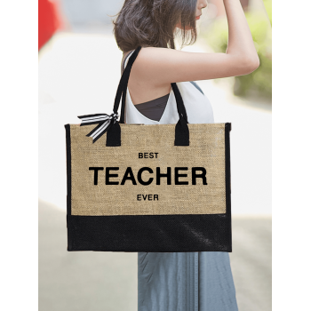 Sac fourre-tout en lin avec impression de lettre créative, sac cadeau pour remercier les enseignants, sac de plage et de shopping léger, cadeaux de fê ge, cadeaux pour les enseignants, meilleurs cadeaux pour les enseignants - 39803919