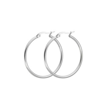 1 paire Classique En Acier Inoxydable Créoles , Européen & Américain Style , Exagéré Design , large Acier Au Titane Cercle Boucles D'oreilles , Argent Couleur , Pour Femme Mode Accessoire - 20962876