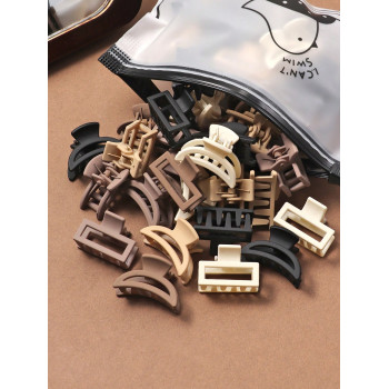 20 pièces Petits clips de griffe de cheveux marron café avec design carré et lune pour les filles (couleur aléatoire) - 35521746