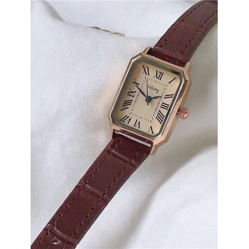 1 pièce Montre femme minimaliste avec cadran rectangulaire à chiffres romains, bracelet en bambou, convient pour un port quotidien, anniversaire, Halloween - cadeau - 13850963