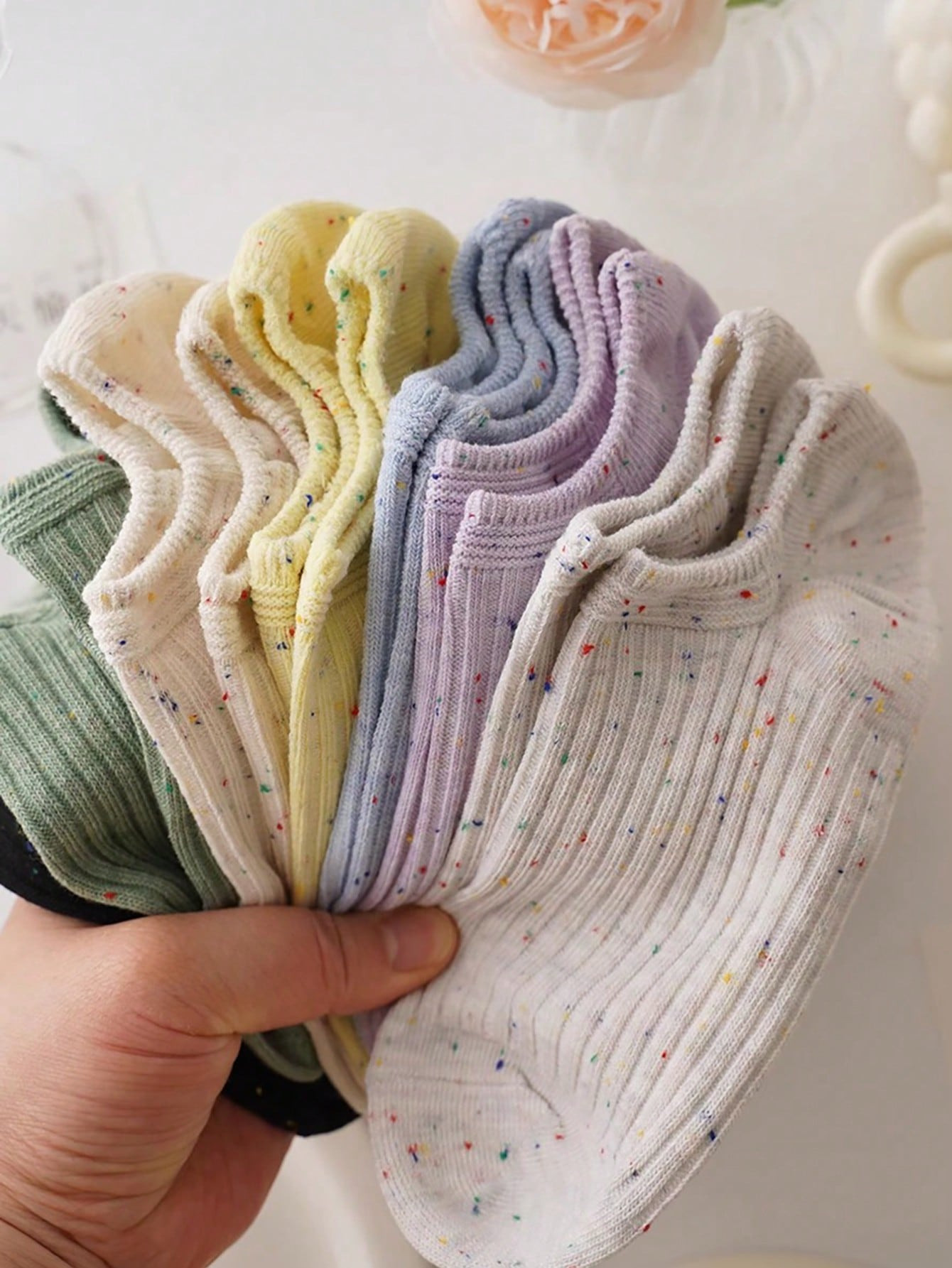 5 paires de chaussettes pour femmes avec bandes de fils à pois, adaptées à toutes les saisons, couleur aléatoire - 36830154