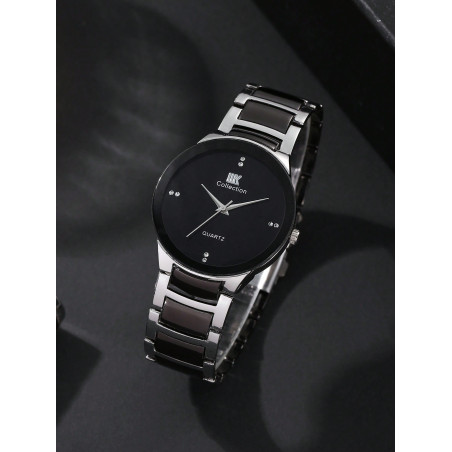 1 pièce Montre à quartz simple et à la mode avec bande en acier, cadran numérique, montre pour hommes, cadeau pour amis, cadeau pour la fête des pères, cadeau pour les étudiants retournant à l'école - 33060473