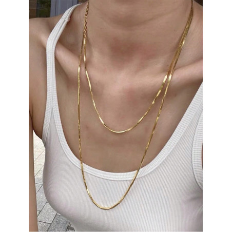 1 Pièce Collier De Chaîne Serpentine En Acier Inoxydable Doré Extra-long, Chaîne De Pull En Couches De Style Hip-hop Pour Femmes - 25917252