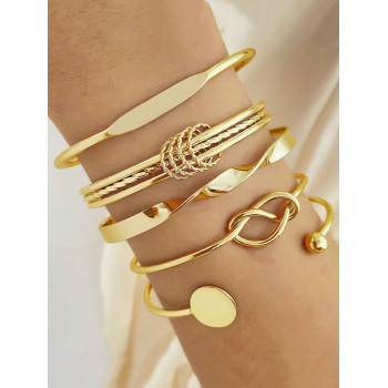 5 pièces Ensemble de bracelets larges en alliage vintage de personnalité exagérée asymétrique - 35692239