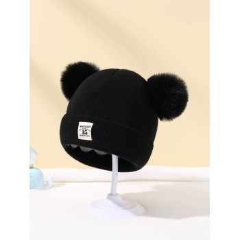 Nourrisson 1 pièce Bonnet En Tricot double À Pompon Avec label , Hiver Chaud - 11484540