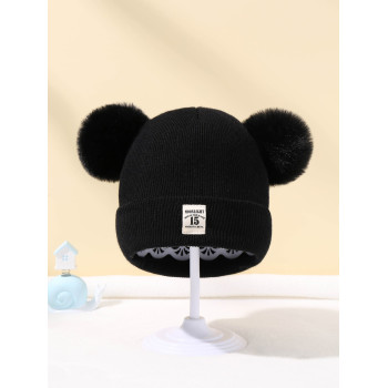 Nourrisson 1 pièce Bonnet En Tricot double À Pompon Avec label , Hiver Chaud - 11484540