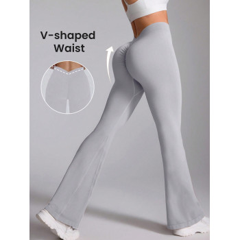 Daily&Casual Pantalon de sport gris unicolore et simple pour femme, vêtements de gym - 37575831