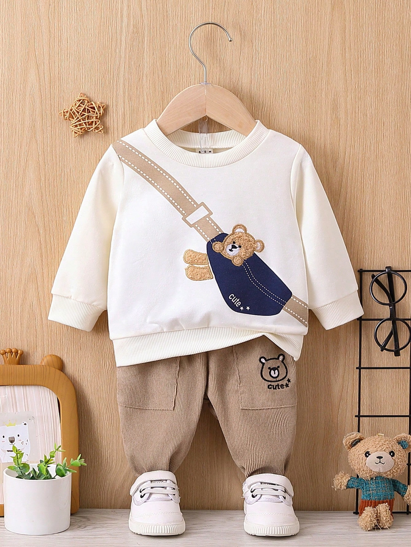 Bébé Garçon Imprimé Ours Sweat-shirt & Avec Poches Pantalon - 19046763