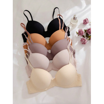 5 pièces Soutien-gorge Unicolore À Armature - 24023213