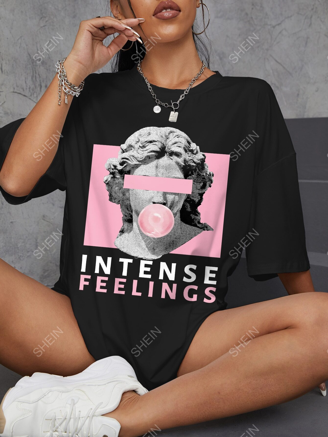 SHEIN EZwear T-shirt sculptural & à lettres - 10486170