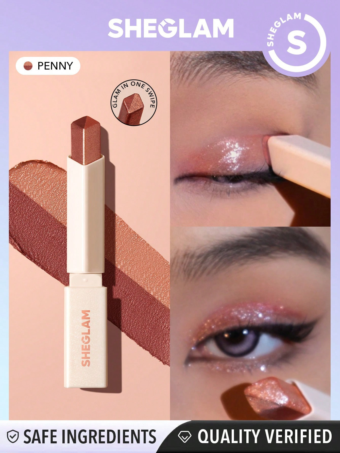 SHEGLAM Bâton D'ombre À Paupières À Deux Tons Pour Les Yeux - Penny Gradient Two-tone Glitter Eyeshadow Stick Pearlescent Shimmer, Facile À Utiliser, Ombrage Lisse Et Mélangeable, Vente De Vendredi Noir, Fard À Paupières Brun - 11929520