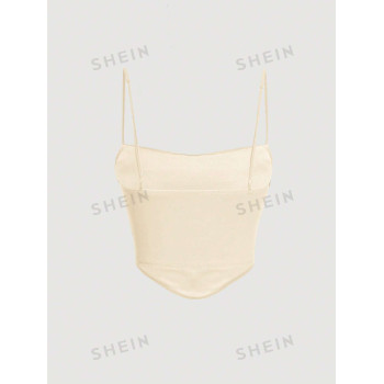 SHEIN MOD Top à fines brides unicolore à ruché - 15326632