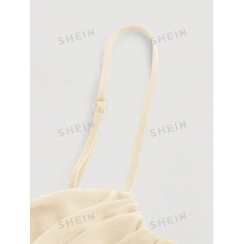 SHEIN MOD Top à fines brides unicolore à ruché - 15326632