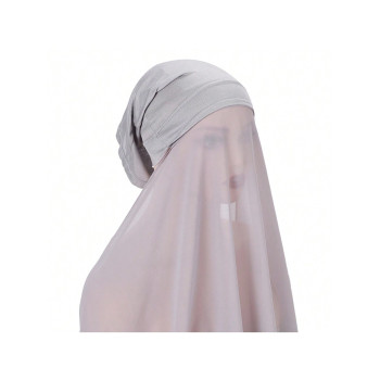 1 pièce Hijab en mousseline de soie unicolore prêt à porter pour femme, coupe-vent et protection solaire pour l''extérieur - 23012750