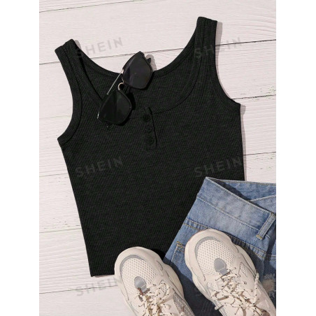 SHEIN EZwear Débardeur de sport décontracté simple et tendance de couleur unie pour femmes - 39433968