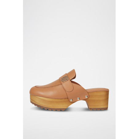 Mules plateformes en cuir - Camel - 02 - 32790421