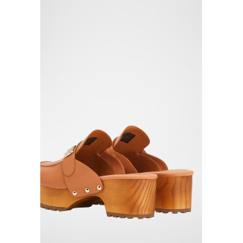 Mules plateformes en cuir - Camel - 02 - 32790421