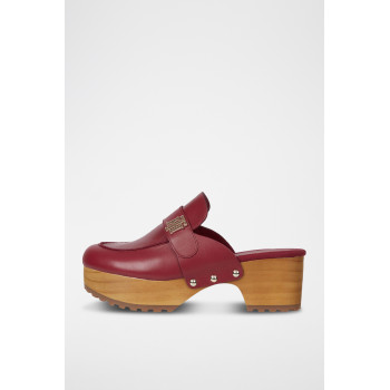 Mules plateformes en cuir - Bordeaux - 02 - 32790422